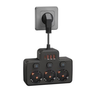 Wall Mounted Power Socket. 3AC & 4USB(1Type-c) Wall Socket with Short Cable/1.8m Extension Cable. Suitable for Home. Bedroom. Office. Living Room